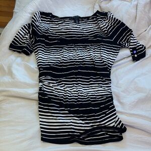 White House Black Market Fitted Striped Sailor Collar Blouse
